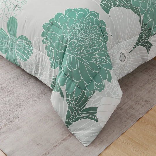 Floral Winter Comforter Set, King Size, Ultra-Soft Quilted Bedding with Pillowcases - Mekamart Australia