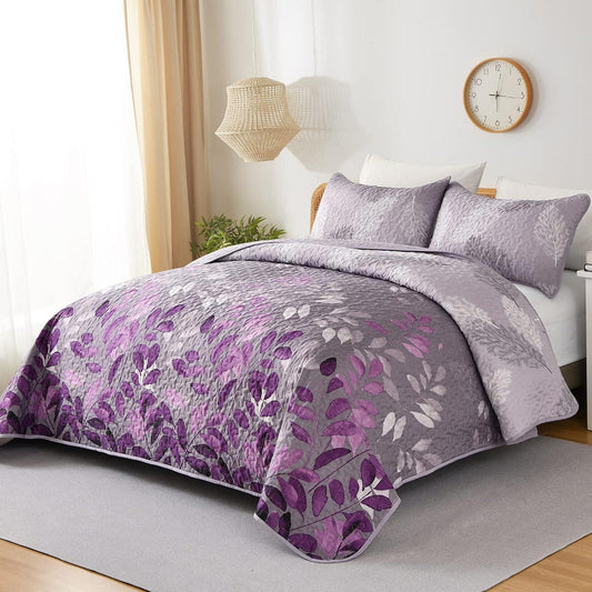 Luxurious Orchid patchwork Plaid 3 Pc Bedspread & Pillow Cover Set - Mekamart Australia