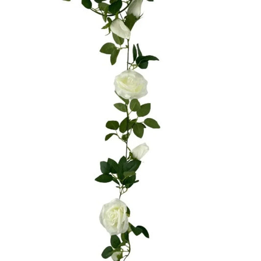 Artificial White Rose Garland 190cm - Mekamart Australia