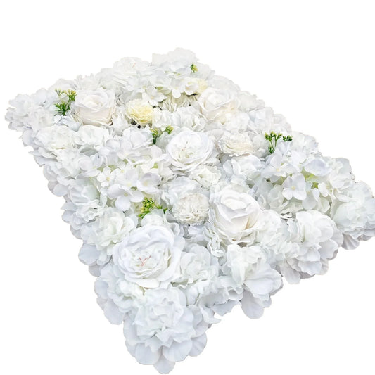 Artificial Flower Wall Backdrop Panel 40cm X 60cm Mixed Whites - Mekamart Australia