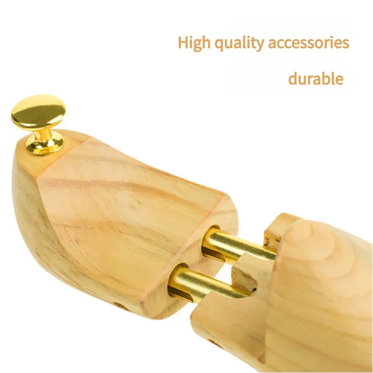 Adjustable Pine Wood Shoe Tree with Brass Knobs, Size EUR 41-42 - Mekamart Australia