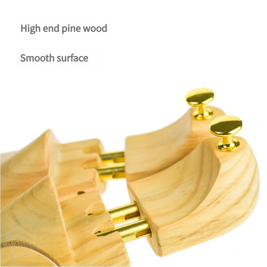 Adjustable Pine Wood Shoe Tree with Brass Knobs, Size EUR 45-46 - Mekamart Australia