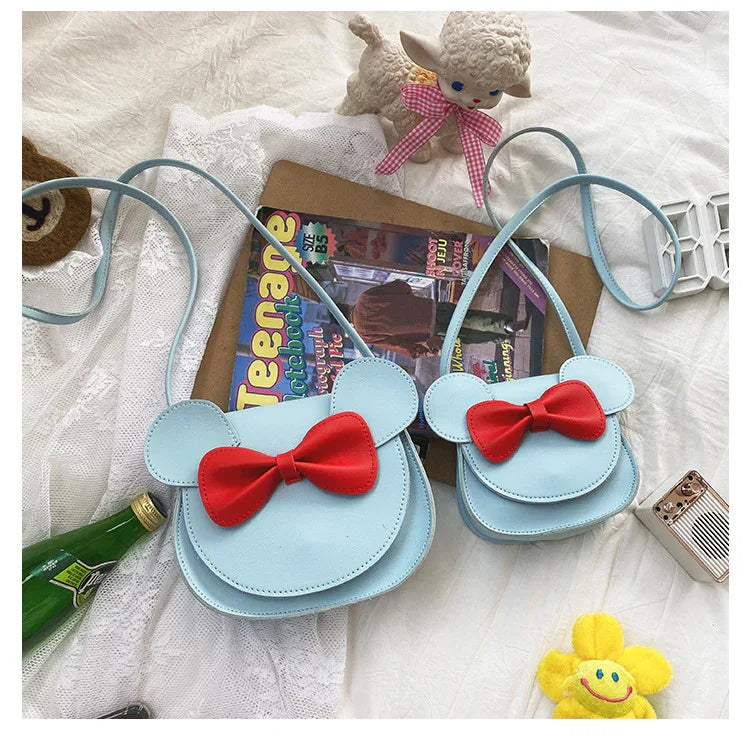 Adorable Bow Bear Crossbody Bag for Kids - Blue Shoulder Bag 18*17*8cm - Mekamart Australia
