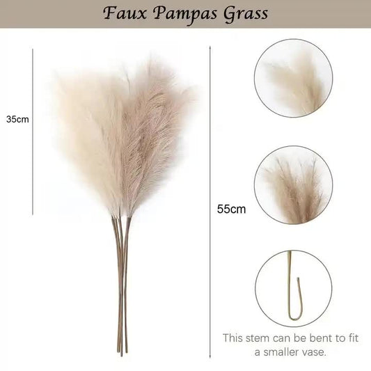 20 sticks Natural Dark Gray Pampas Grass Bouquet-21.65" Fluffy Dried Pampas for Home Decor and Events - Mekamart Australia