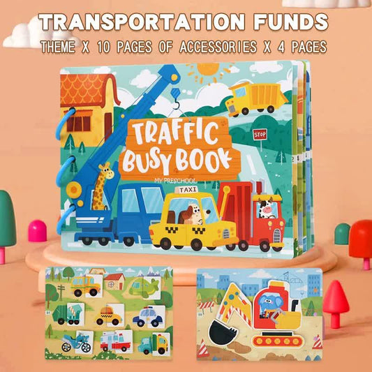 Interactive Busy Book Set - 2-pack of educational activity books for preschoolers on transport and animals - Mekamart Australia