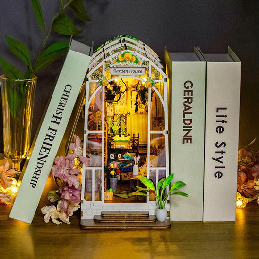 Dollhouse Miniature DIY Greenhouse Kit - Garden House with LED Lights - Mekamart Australia