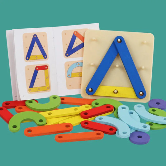 Children's Wooden Two-Player Creative Pegboard - Educational Toy for Number, Color, and Shape Recognition - Mekamart Australia