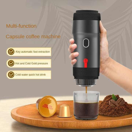 Black Portable Fully Automatic Espresso Coffee Machine - Universal 3-in-1 Capsule, Coffee Powder & Espresso Maker - Mekamart Australia
