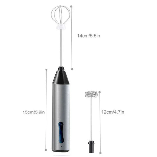 Rechargeable Electric Milk Frother, Handheld Foam Maker, Coffee Frothing Wand, Whisk for Milk, Coffee, and Baking - Mekamart Australia