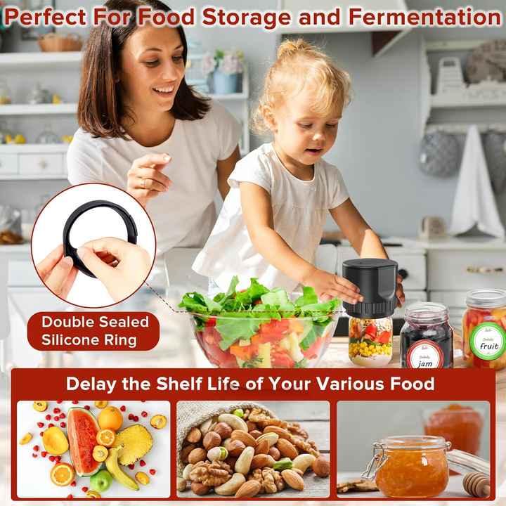 Black Automatic Electric Mason Jar Vacuum Sealer - Compact Food Preservation Machine with Digital Display - Mekamart Australia