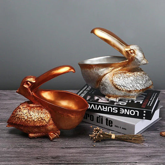 Silver Pelican Resin Decor Bowl - Unique Key, Candy, and Storage Organizer for Home Decoration - Mekamart Australia