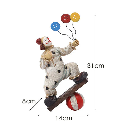 Vintage Circus Clown Figurines - Retro Balloon and Bicycle Ornaments - Mekamart Australia