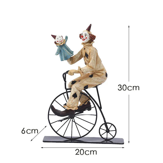 Vintage Circus Clown Figurines - Retro Balloon and Bicycle Ornaments - Mekamart Australia