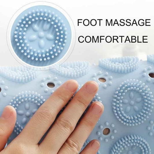Blue Non-Slip Round Shower Foot Scrubber Mat - Soft Silicone Massage Pad for Foot Cleaning - Mekamart Australia