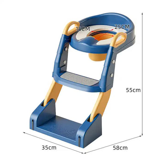 Green Children's Toilet Trainer Seat - Foldable Potty Ladder with Color Box, Easy-to-Use Toilet Seat for Kids - Mekamart Australia