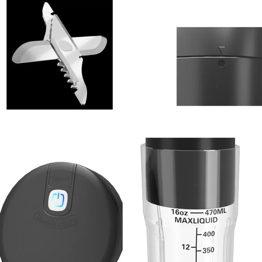 White Portable Juicer - Rechargeable Outdoor Travel Juice Cup with Six Blades, Multifunctional Smoothie Maker - Mekamart Australia