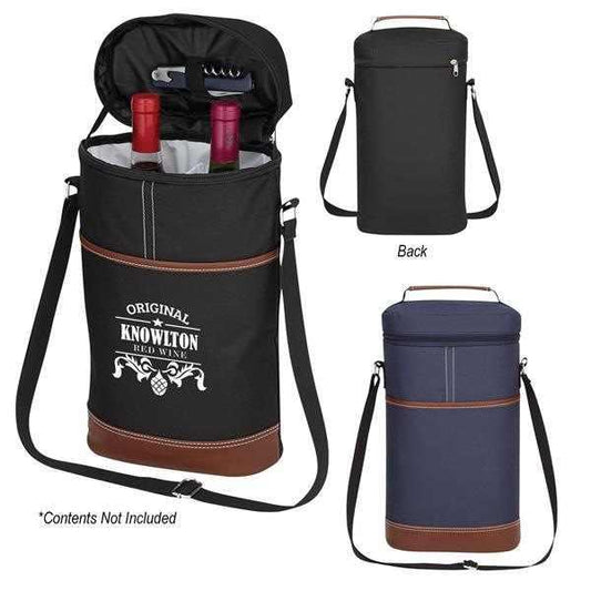 Blue Portable Insulated Wine Cooler Bag - Oxford Fabric Round Tote with Thick Aluminum Lining for Wine, Champagne, and Beverages - Mekamart Australia