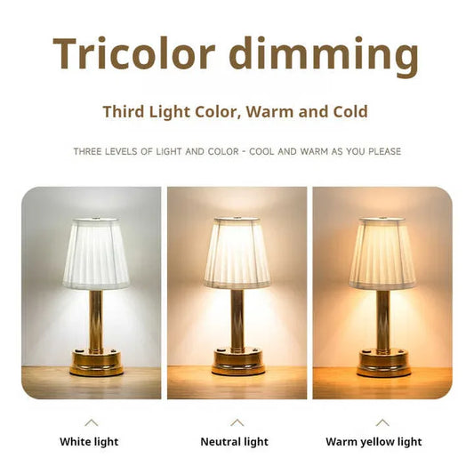 Silver Creative LED Rechargeable Table Lamp | 3 Adjustable Light Modes | Touch Control | USB Charging | Modern Atmosphere Light for Bar, Restaurant, Cafe, and Home Decor - Mekamart Australia