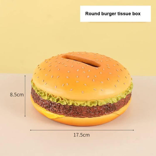 Round Creative Burger Tissue Box – Fun American-Style Cartoon Paper Towel Holder for Home Décor and Gifts - Mekamart Australia