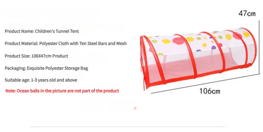 Orange 3-in-1 Kids Play Tent Set - Foldable Indoor/Outdoor Tunnel and Ball Pit with Fence - Mekamart Australia