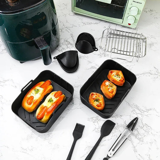 9-Piece Air Fryer Accessories Set - Silicone Liners, Grill Racks, Cooking Tools - Mekamart Australia