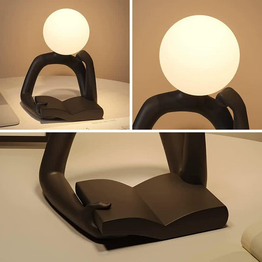 White Creative Book Reader Desk Lamp - USB Powered, Modern Resin Design - Mekamart Australia