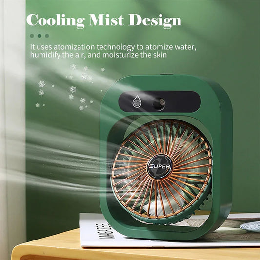 Portable USB Rechargeable Misting Fan - Compact Personal Fan with Cooling Spray - White Colors - Mekamart Australia