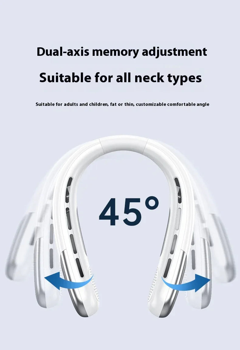 Digital Display Neck Fan - Rechargeable Portable Wearable Fan with Adjustable Speed- Blue 1200mAh - Mekamart Australia