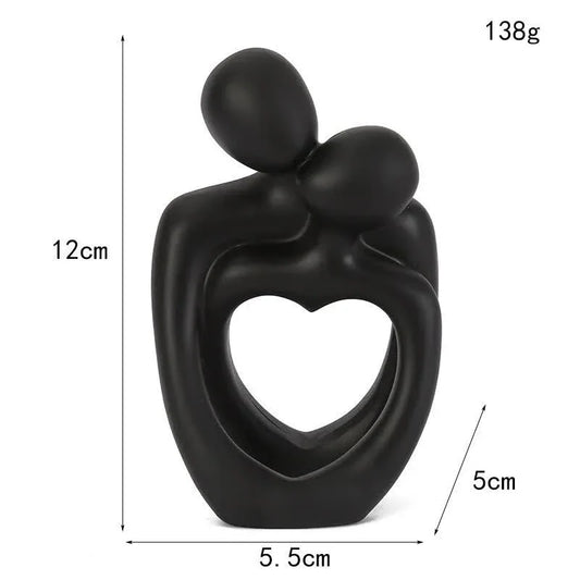 Black Romantic Couple Figurine with Heart Design - Modern Minimalist Decorative Statue - Mekamart Australia