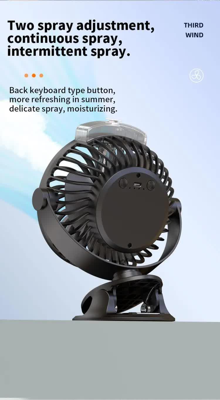 White Portable Clip-On Mist Fan - Rechargeable Cooling Fan with Adjustable Spray Modes - Mekamart Australia
