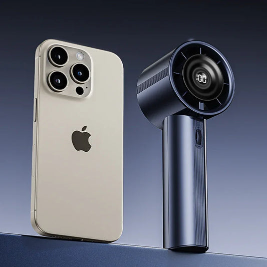 Blue High-Power Portable Handheld Fan with Digital Display - Mekamart Australia