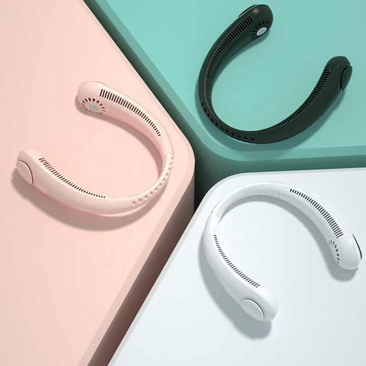 2 PCS Pink Portable Neck Fan - Hands-Free Personal Fan, Quiet and Adjustable, Ideal for Outdoor and Indoor Use - Mekamart Australia