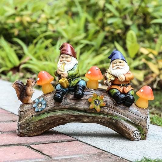 Solar-Powered Garden Gnome Statue - LED Lighted Outdoor Resin Decoration - Mekamart Australia