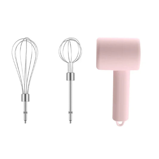 Pink Portable Electric Egg Beater with 3-Speed Adjustment, Dual Whisks, and Type-C Charging - Mekamart Australia