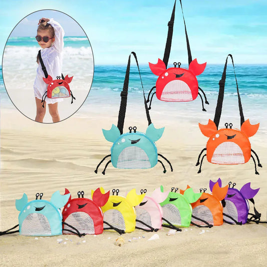 3 PCS Orange Cute Crab Mesh Beach Bag for Kids - Shell Collecting Sand Toy Bag for Toddlers - Mekamart Australia