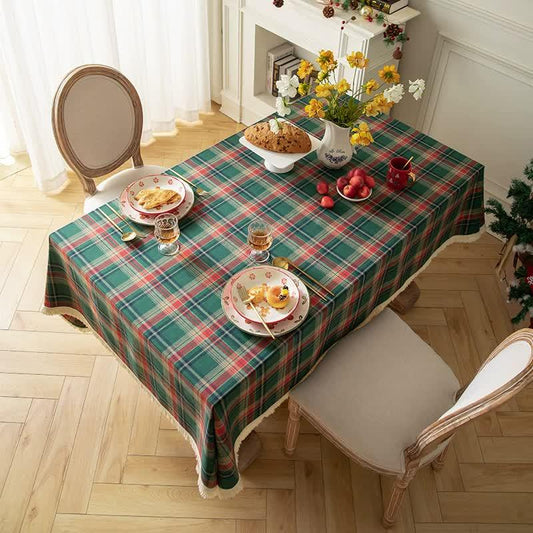 Vintage Plaid Fabric Tablecloth | Classic English Red and Green Plaid Tablecloth for Dining Table and Party Decoration 120*160cm - Mekamart Australia