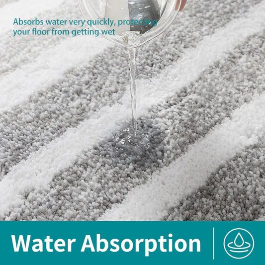 Blue Stripes Absorbent Striped Bathroom Rug - Non-Slip Bath Mat for Bathroom, Toilet & Shower Room Entrance 50x80cm - Mekamart Australia