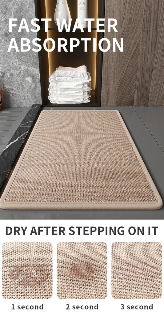 Grey Quick Dry Bathroom Rug - Non-Slip PVC Foam, Super Absorbent, 50x80cm - Mekamart Australia