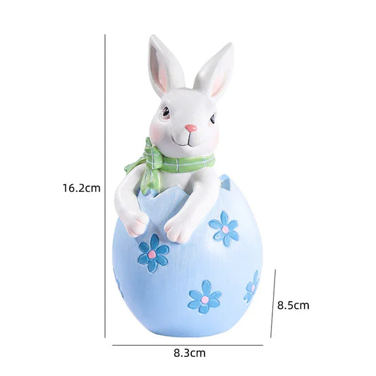 Blue Easter Rabbit Egg Resin Decoration - Charming Festive Gift for Kids' Rooms and Holidays - Mekamart Australia