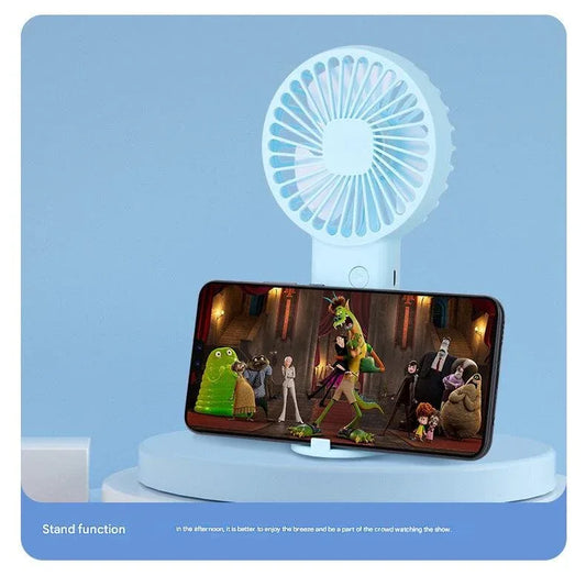 2 PCS Blue Cute USB Rechargeable Handheld Fan - Phone Stand - Great for Summer - Mekamart Australia
