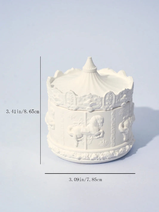 (White Peach Oolong)Rotating Carousel Soy Candle - Unique Home Decor & Gift - Mekamart Australia