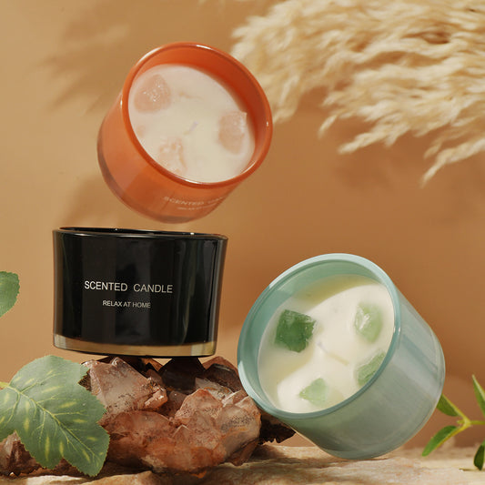 3 PCS (Misty Morning)Macaron Crystal Stone Scented Candle - Aromatherapy Gift - Mekamart Australia