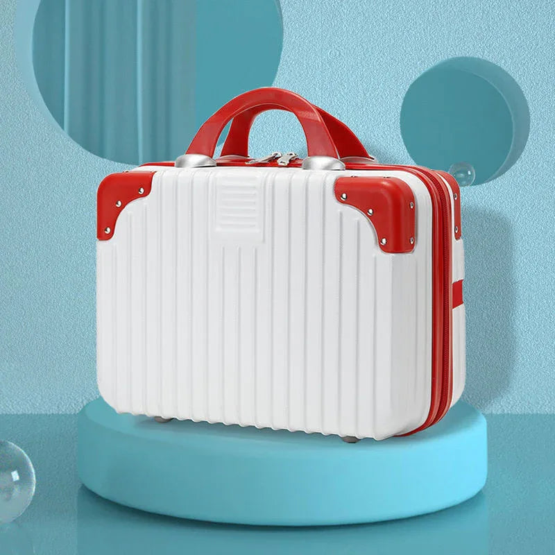 Retro 14-inch hand-made makeup box-retro red and white contrast (no lock) - Mekamart Australia