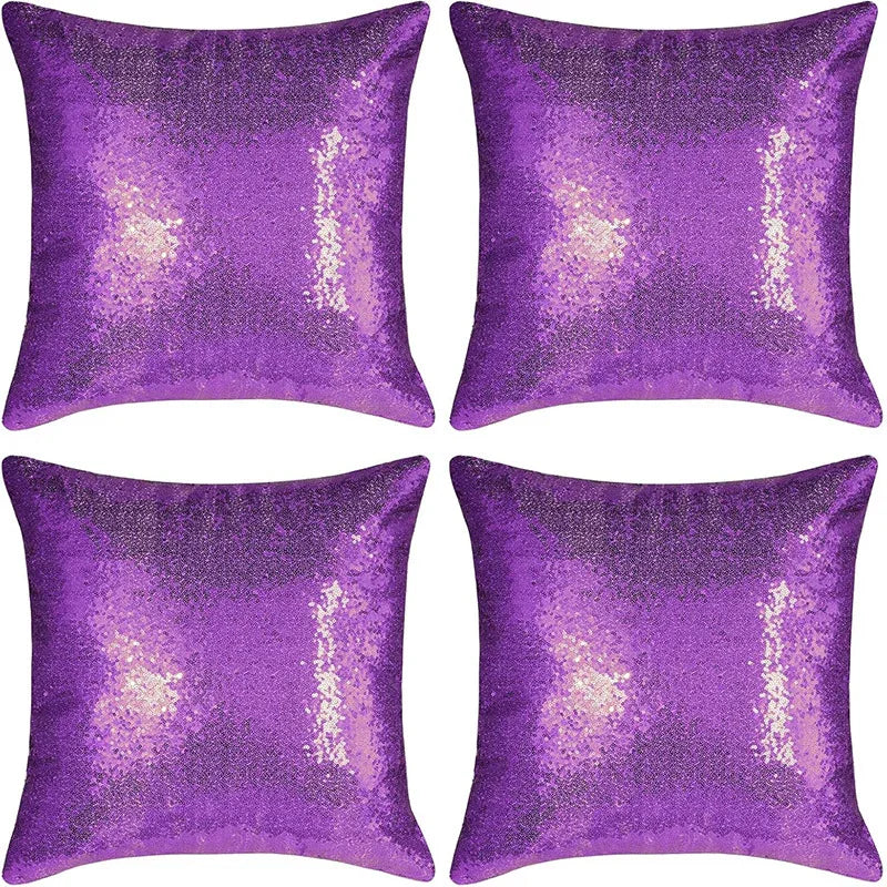 Shiny Sequin Pillowcase - Single-sided gorgeous pillowcase (Purple pair: 40x40cm) - Mekamart Australia