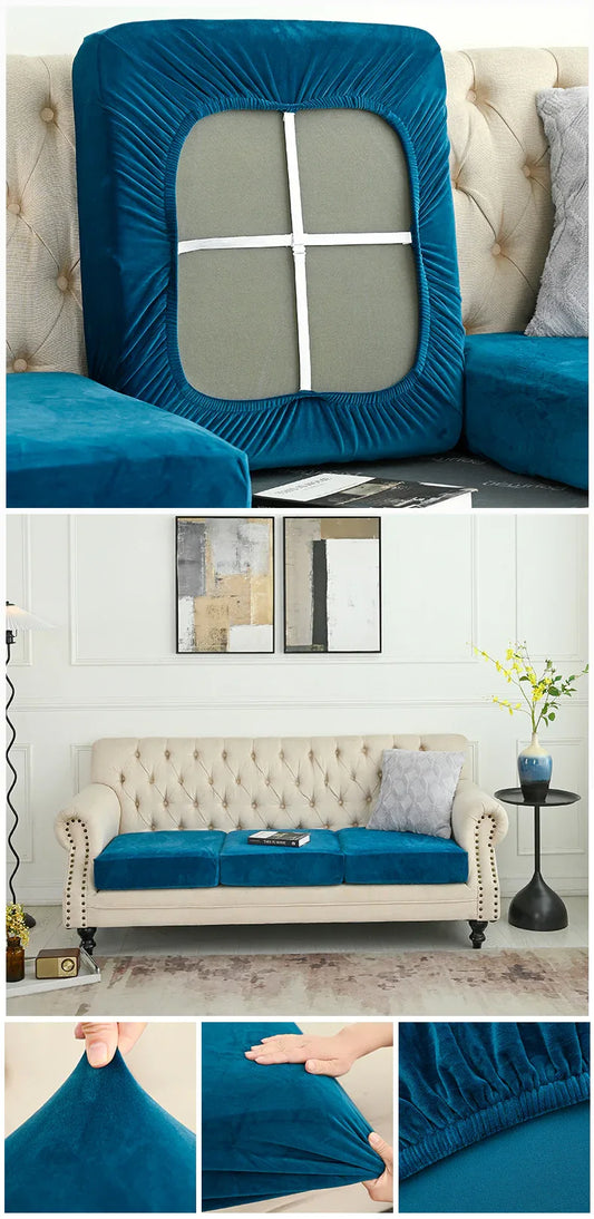 2 Pcs Peacock Blue Elegant Polyester Sofa Cover - Full Protection Against Cat Scratches & Wear - Mekamart Australia