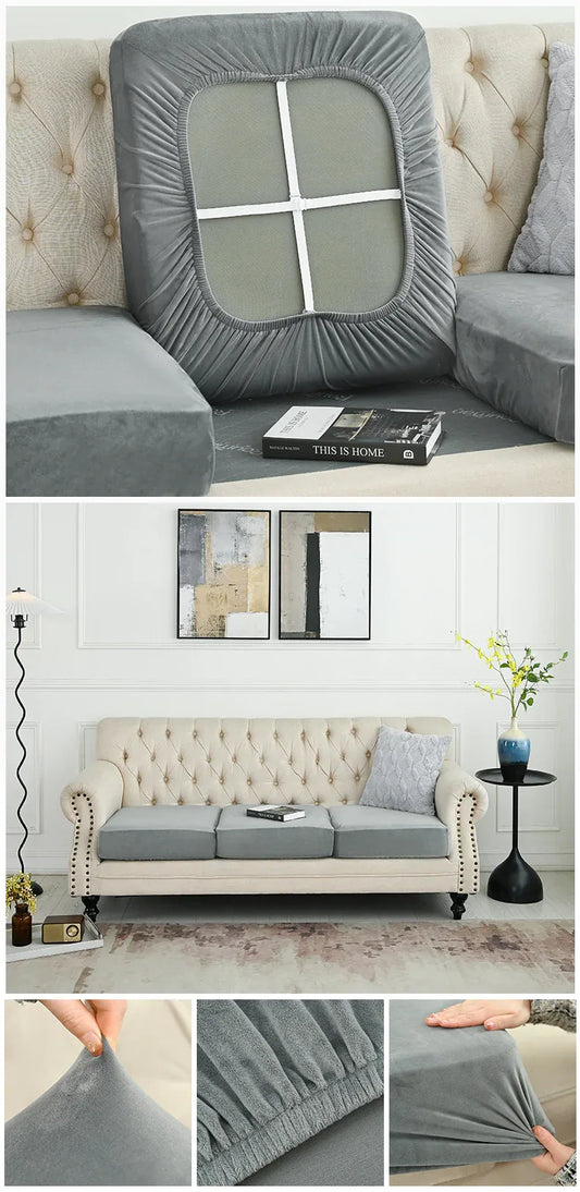 2 Pcs Grey Elegant Polyester Sofa Cover - Full Protection Against Cat Scratches & Wear - Mekamart Australia