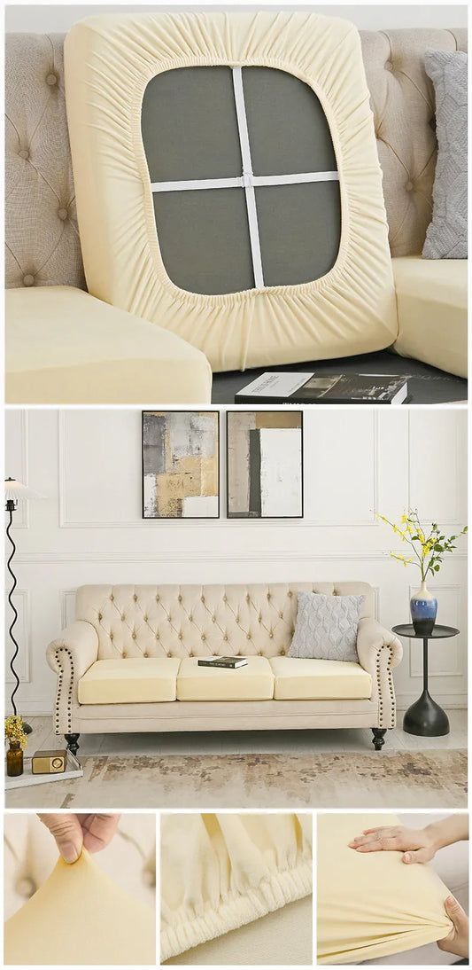 2 Pcs Beige Elegant Polyester Sofa Cover - Full Protection Against Cat Scratches & Wear - Mekamart Australia