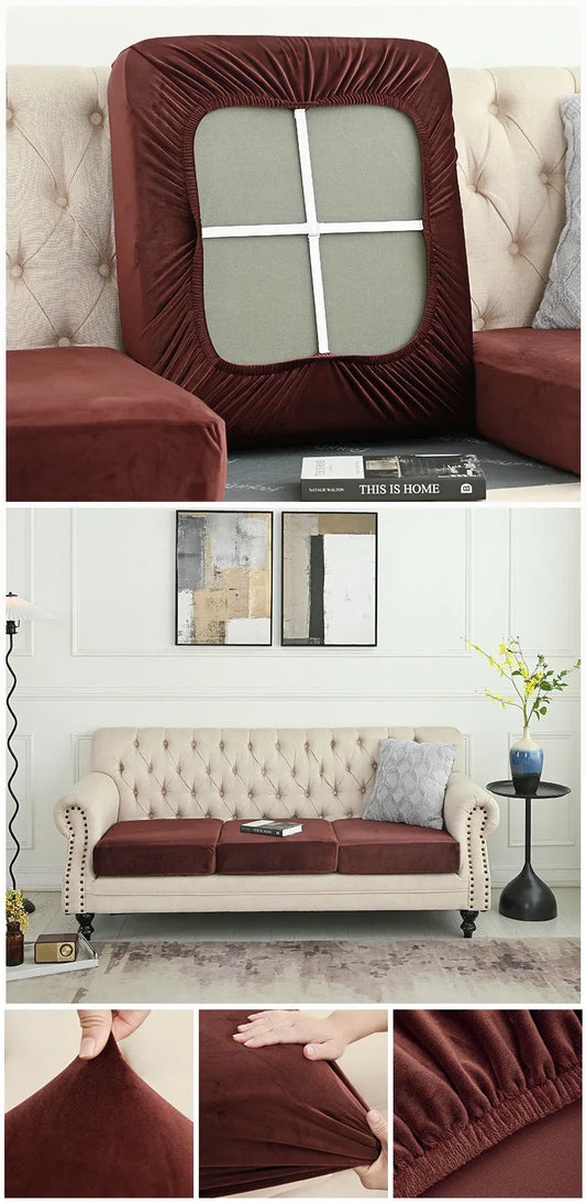 2 Pcs Coffee Elegant Polyester Sofa Cover - Full Protection Against Cat Scratches & Wear - Mekamart Australia