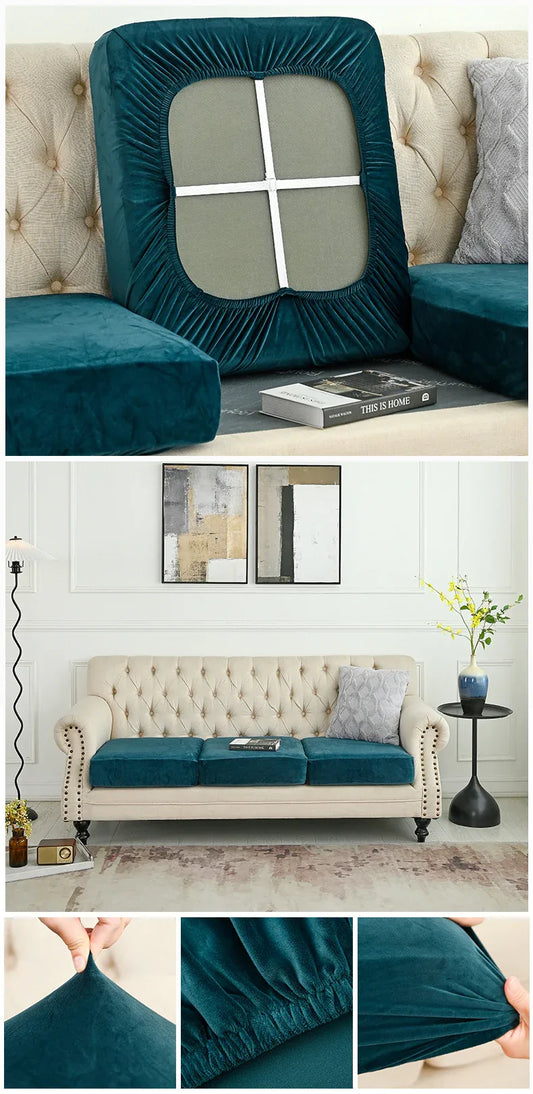 2 Pcs Green Elegant Polyester Sofa Cover - Full Protection Against Cat Scratches & Wear - Mekamart Australia