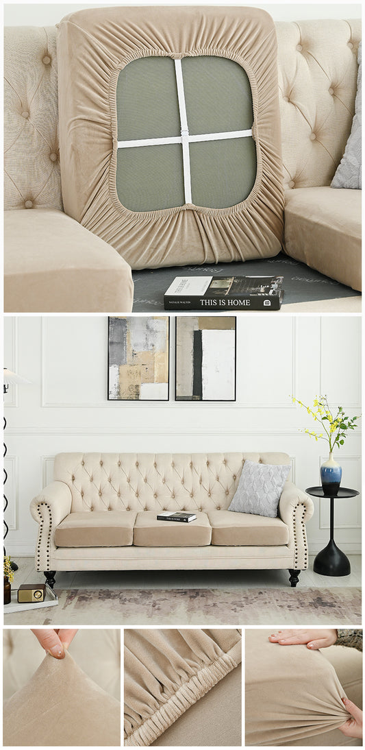 2 Pcs Khaki Elegant Polyester Sofa Cover - Full Protection Against Cat Scratches & Wear